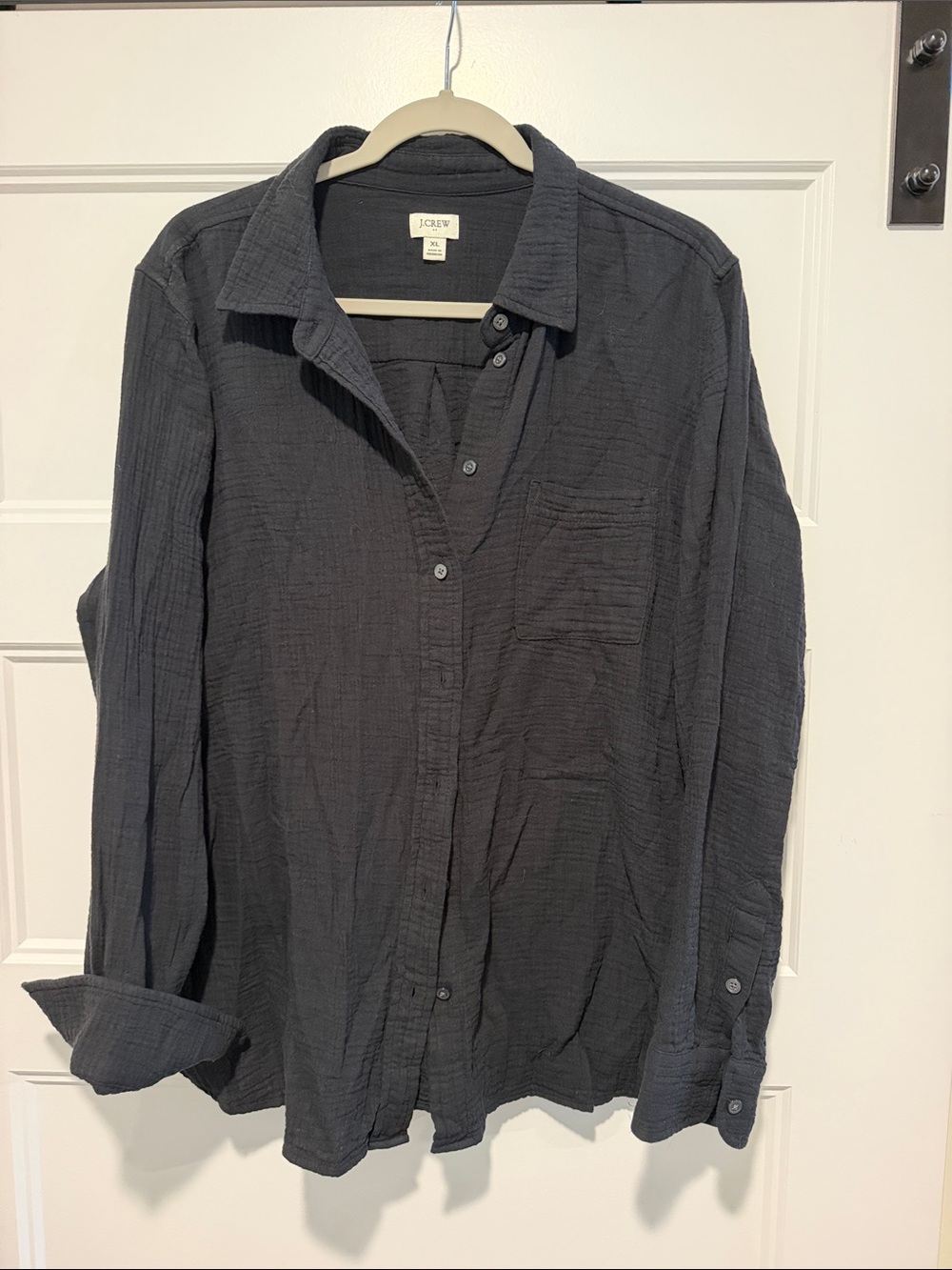 J. Crew Black Textured Long-Sleeve Button-Down Shirt